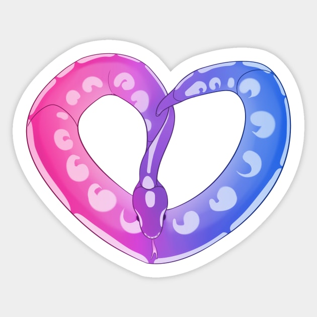 Ball Python Heart (Bi Pride Design) Sticker by larkspurhearts